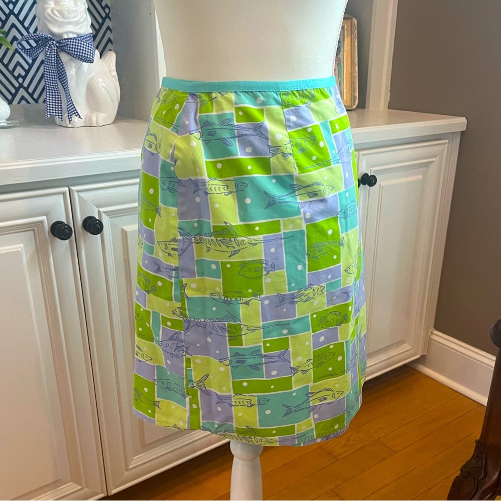 Lilly Pulitzer Green and Blue Floral Skirt size 10